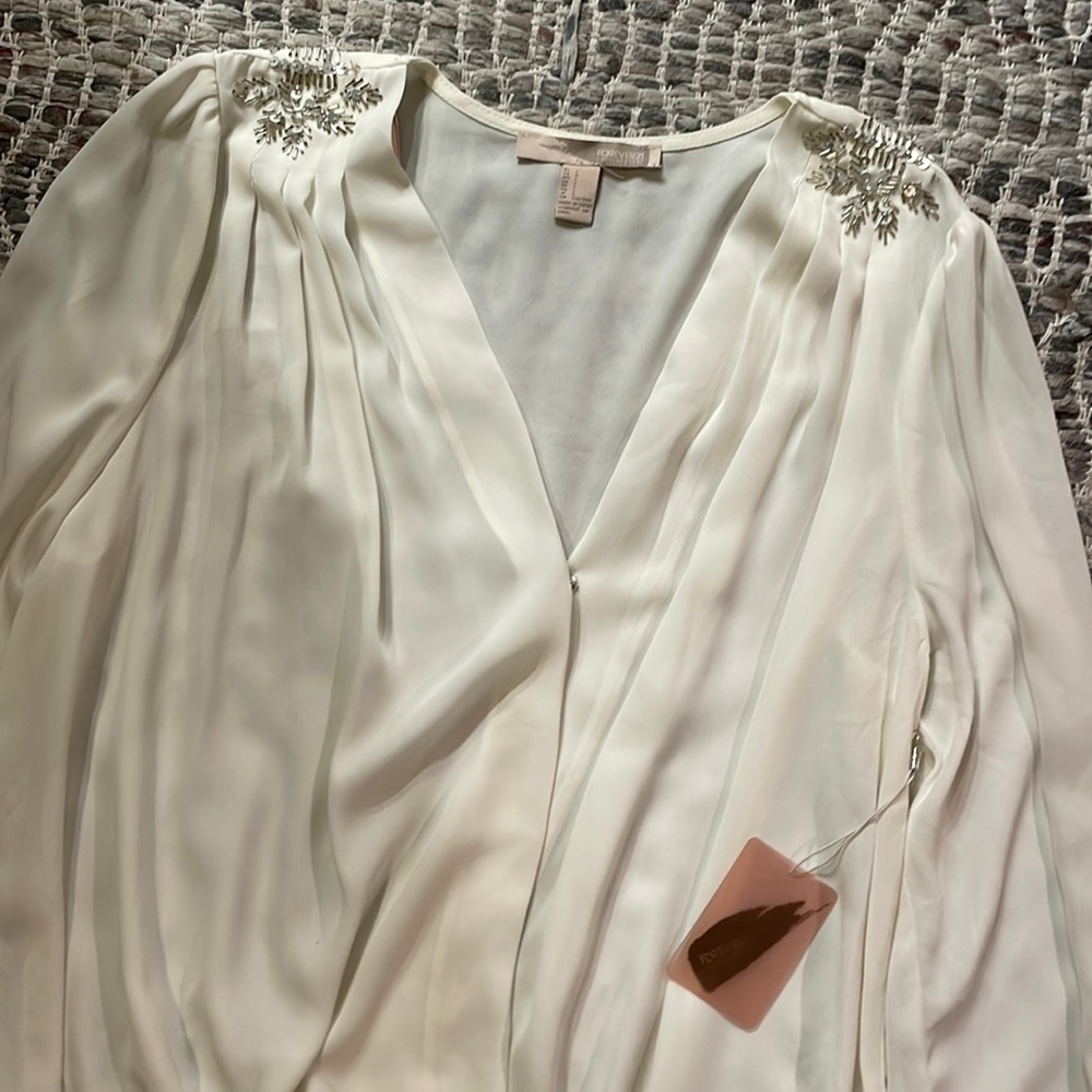 Sequence/beaded shoulder blouse